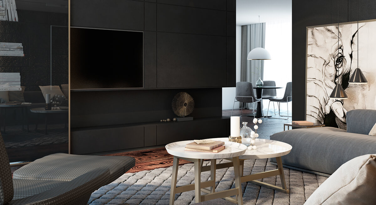 matte-black- home design entertainment-center